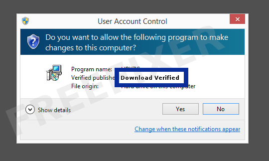 Screenshot where Download Verified appears as the verified publisher in the UAC dialog